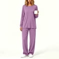 thumbnail image 6 of Xdegoge Womens Casual Two Piece Outfits Crewneck Long Sleeve Tunic Top and Wide Leg Sweatpants Set with Pockets Comfy Relaxed Fit Fall Loungewear Sweatsuits, 6 of 6