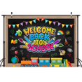 thumbnail image 2 of 9 x 6 ft Welcome Back to School Backdrop Blackboard Cartoon Colorful Pencils Photography Background for Student Enrollment Ceremony First of Day School Backdrop Banner Classroom School Decorations, 2 of 5