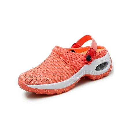

Woobling Women Slide Sneaker Breathable Walking Shoes Air Cushion Mules Sneakers Womens Clogs Mesh Shoe Slip On Lightweight Orange 7.5