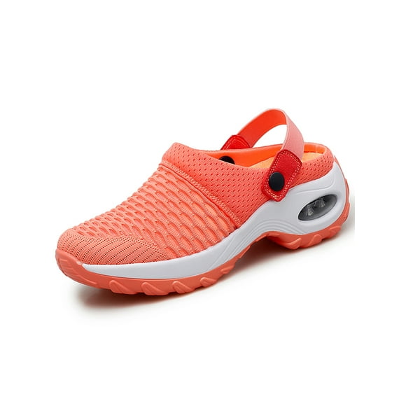 Woobling Ladies Walking Shoes Breathable Slide Sneaker Slip On Mules Sneakers Mesh Clogs Womens Lightweight Air Cushion Shoe Orange 9