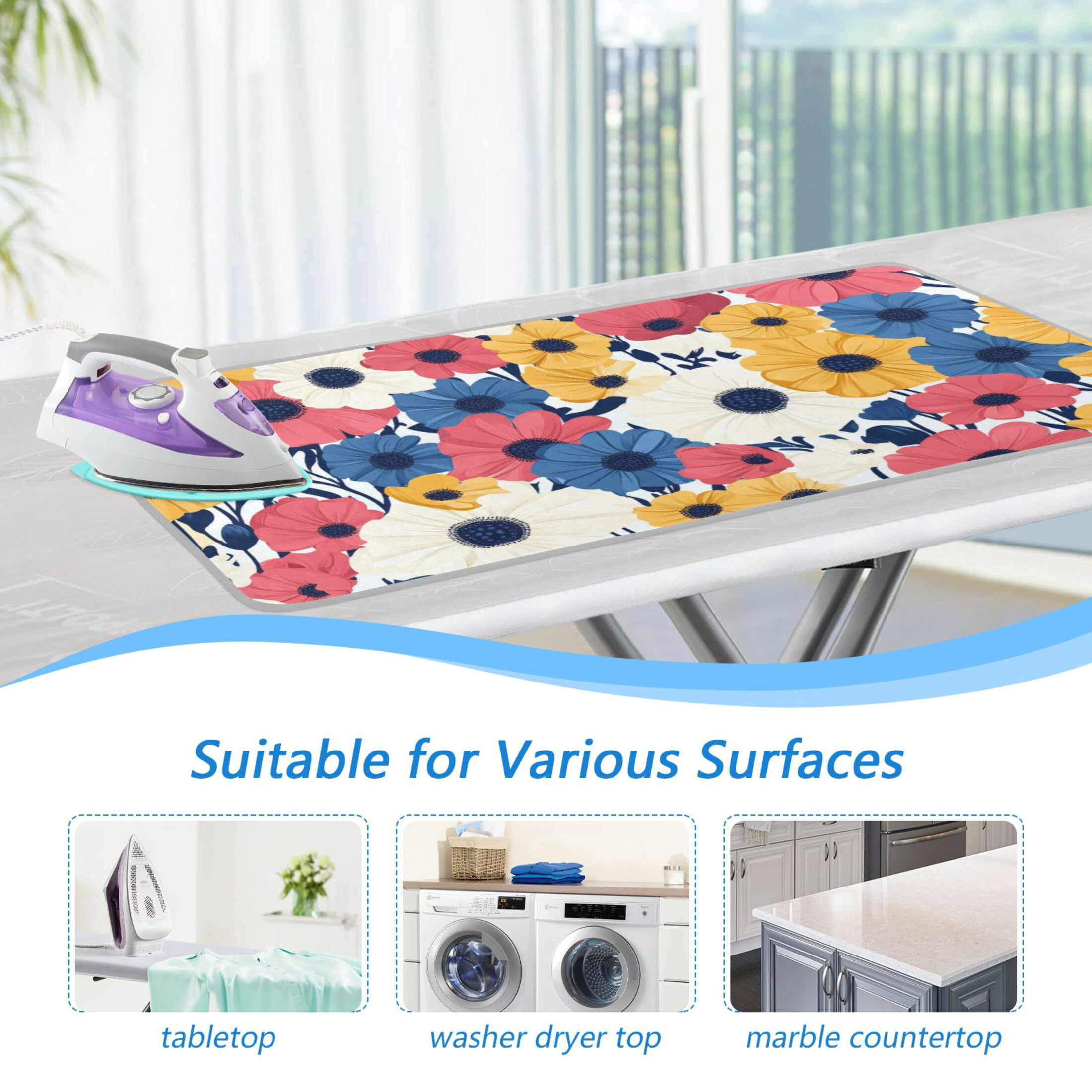 Brightly Colored Daisies Ironing Mat Blanket for Table Top Travel Portable Ironing Board Pad 47.2x27.6 Inch