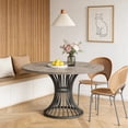 thumbnail image 7 of 47 Inch Round Dining Table For 4-6 People Industrial Kitchen Table With Thickened Tabletop Sturdy Metal Base Modern Dining Room Table For Home Office Meeting (Grey), 7 of 7