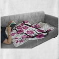 thumbnail image 5 of Cherry Blossom Soft Flannel Fleece Throw Blanket, Digital Cartoon Image of Floral Sakura Tree Illustration, Cozy Plush for Indoor and Outdoor Use, 70" x 90", Charcoal Grey Pink, by Ambesonne, 5 of 5