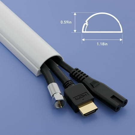 D-Line White Half Round Cord Cover Pack, 1.18x0.59in, 4x 39in Lengths