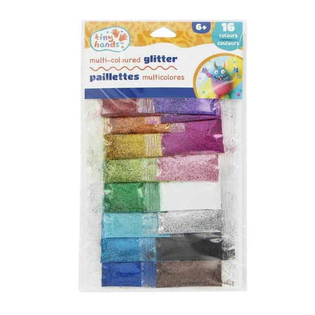 TINY HANDS Glitter Set - 16 Colours, 5 g (0.2 oz) Vials (Ages 6+)