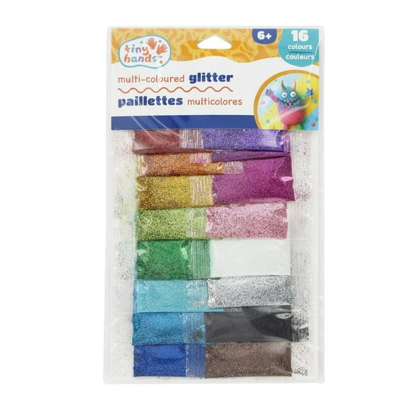 TINY HANDS Glitter Set — 16 Colours, 5 g Vials (Ages 6+)