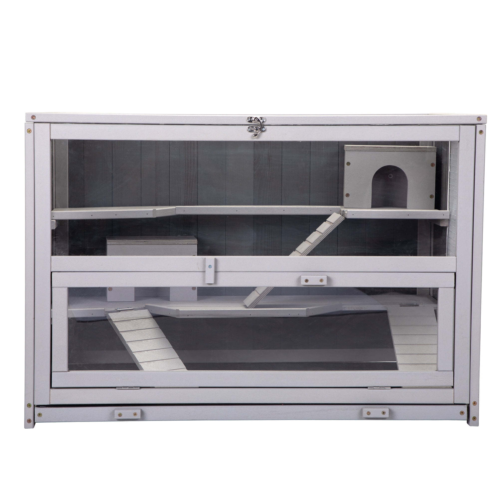Pefilos 33" Wood Hamster Cage with Bridge, Rat House Cage-Leak Proof Plastic Tray Guinea Pig Hutch, Light Beige Pefilos 33" Wood Hamster Cage with Bridge, Rat House Cage-Leak Proof Plastic Tray Guinea Pig Hutch, Light Beige