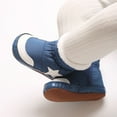 thumbnail image 5 of GYRATEDREAM Newborn Baby Boy Girl Cotton Booties Soft Sole Infant Stars Print Stay On Prewalker Slippers Winter Warm Toddler Cute Cozy Fleece Socks House Shoes Dark Blue for 0-18M, 5 of 8