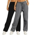 thumbnail image 2 of Bcresic 2 Pcs Womens Sweatpants Trendy Fleece Sweat Pants Loose Fit Joogers Elastic Waist Trousers Y2K Baggy Sweatpant with Pockets,Y01_Dark Gray,XX-Large, 2 of 6