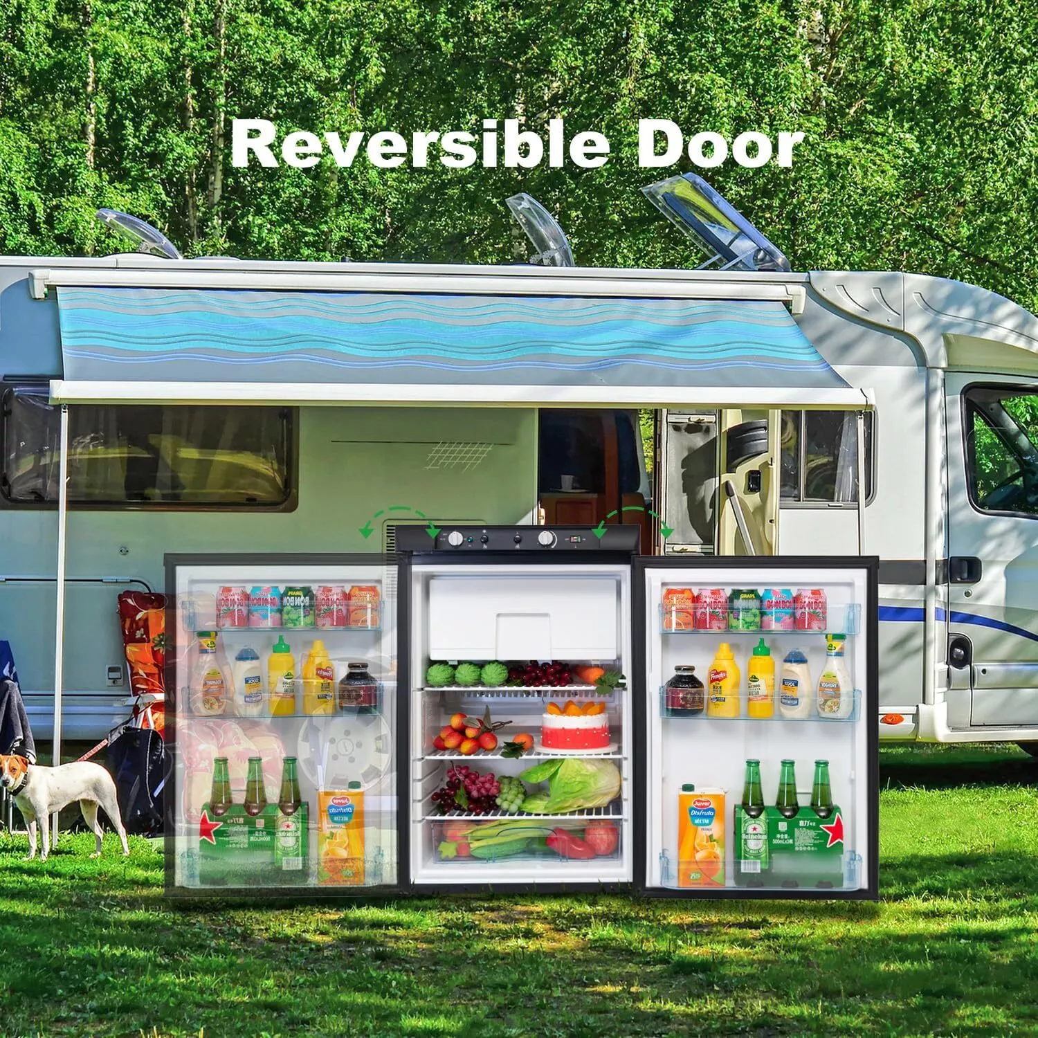 Techomey LPG Gas Refrigerator 3.5 cu.ft Camper Motorhome RV Top Freezer Off Grid