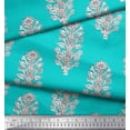thumbnail image 2 of Soimoi Satin Silk Fabric Leaves & Floral Block Print Fabric by The Yard 42 Inch Wide, 2 of 3
