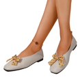 thumbnail image 6 of Yungyresw Ballet Flats For Women Polka Dot Bow Square Toe Slip On Shoes Low Top Casual Comfortable Work Office Dress Shoes Beige 36, 6 of 7
