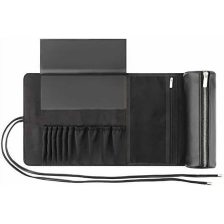 REQO Makeup Brush Organizer with Lid,Makeup Brush Holder Case Dustproof Black,Make Up Brush Bag Pouch with Cover Trave