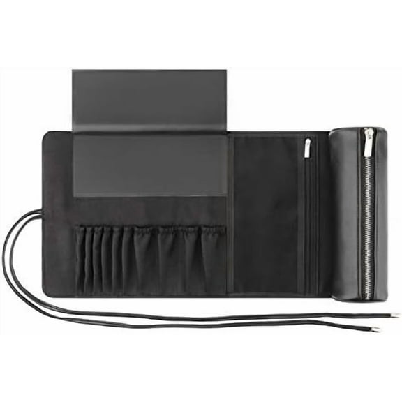 REQO Makeup Brush Organizer with Lid,Makeup Brush Holder Case Dustproof Black,Make Up Brush Bag Pouch with Cover Trave