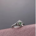 thumbnail image 3 of Unisex Vintage Geometric Ring Silver Alloy With Green Chalcedony Gemstone Electroplated Statement Ring Jewelry, 3 of 5