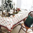 thumbnail image 4 of CHAO (Rojo, 140X230cm) Mantel navideño rectangular de poliéster, mantel lavable antimanchas, adecuado para picnics al aire libre, cocina y cenas navideñas., 4 of 5