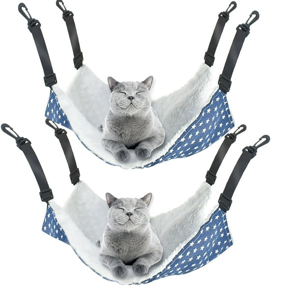 2 Pcs Pet Hammock, Cat Hanging Hammock Soft Hanging Bed for Ferret Kitten Small Dogs Rabbits Small Animals