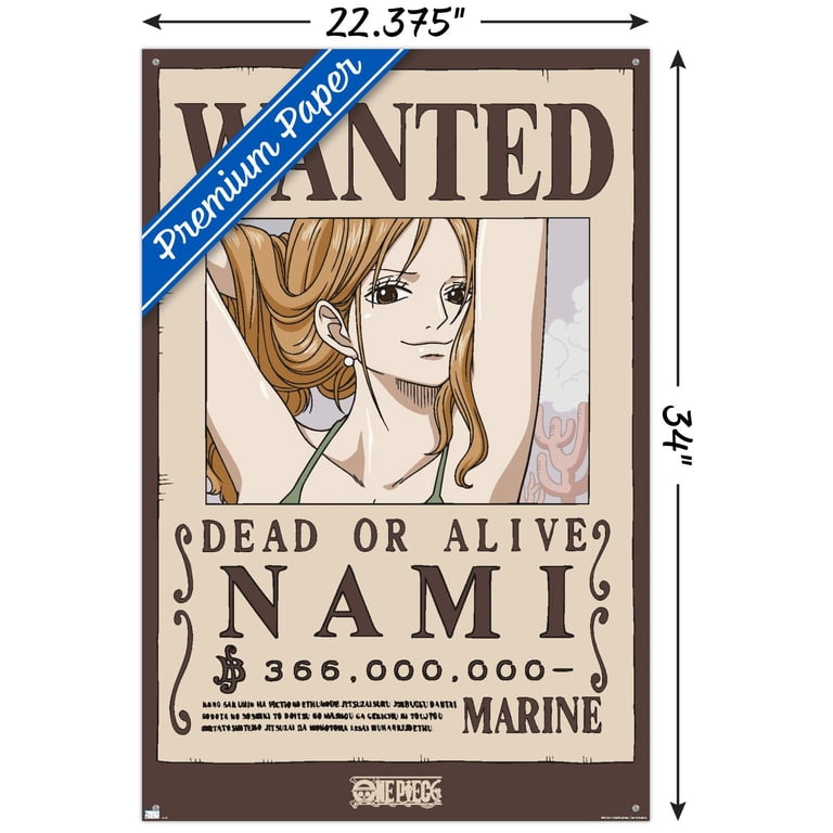 One Piece - Nami Wanted Poster Wall Poster with Pushpins, 22.375