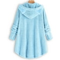 thumbnail image 5 of Women's Keep Warm Down Button Cardigan Hoodies Cat Ears Irregular Plush Solid Hooded Coat Tops, 5 of 5