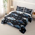 thumbnail image 3 of Erosebridal Watercolor Police Car Twin Quilt Set for Boys Men, Blue Cartoon Star Twin Coverlet Set, 2pcs, 3 of 7