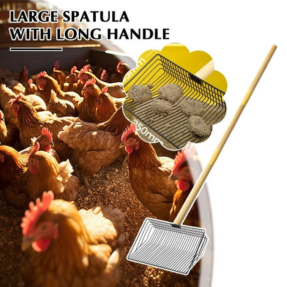 Chicken Poop Scooper Metal Detachable Chicken Coop Shovel Cleaning Sifting