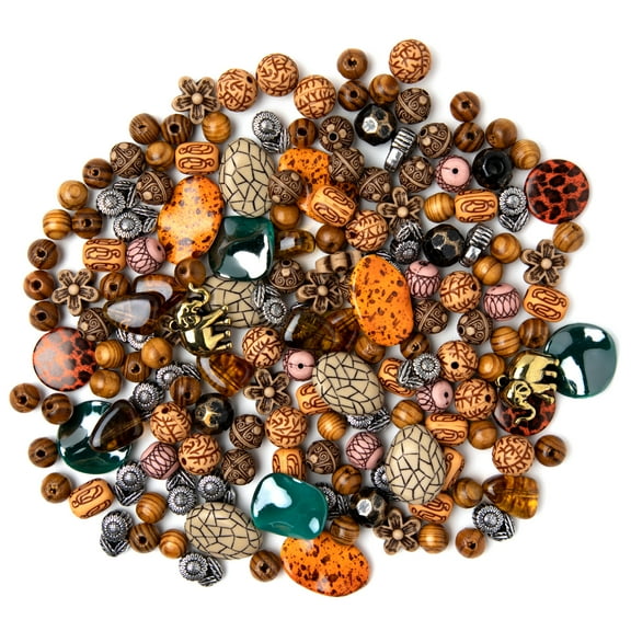 Cousin DIY Animal Print Bead Mix, Acrylic, Wood and Metal, 150g, 150 Piece, Adult, Model 69991230