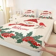 thumbnail image 3 of Manfei Cartoon Christmas Snowman Bed Sheets,Red Cardinal Bird King Sheets,Xmas Berry Green Leaves Sheet Set For Girl Boys Kids,Super Cozy Room Decor,4-Piece, 3 of 7