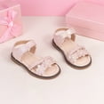 thumbnail image 2 of ZHOGXU Kids Girls Sandals Flower Weaving Design Soft Sole Glitter Open Toe Non- Flat Shoes For Everyday Casual Wear,Pink,15-18 Months, 2 of 4