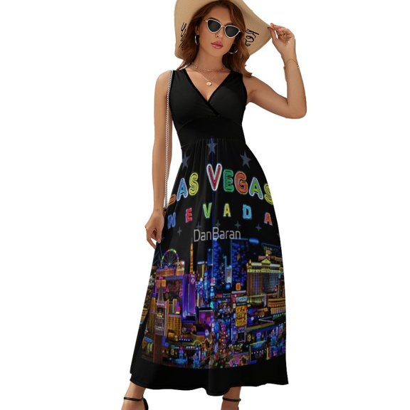 Las Vegas Sleeveless Dress Dresses Women Summer Evening Dresses Ladies Bohemia Long Dresses