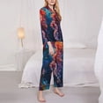 thumbnail image 3 of Pofeuu Colorful Jellyfish Abstract Print Womens Pajamas Set Long Sleeve Sleepwear Button Down Nightwear Soft Pj Lounge Sets Button Down Pajamas Women-X-Large, 3 of 7