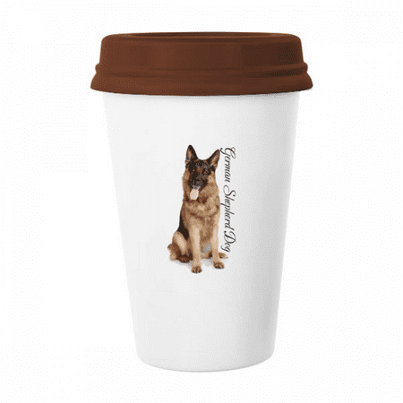 

German Shepherd National Animal Mug Coffee Drinking Glass Pottery Cerac Cup Lid