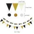 thumbnail image 5 of Decoraciones de graduación, pancartas de felicitaciones en negro y dorado, pompones de papel de seda, decoraciones colgantes, remolinos, pancarta triangular, guirnaldas de globos   JM, 5 of 5
