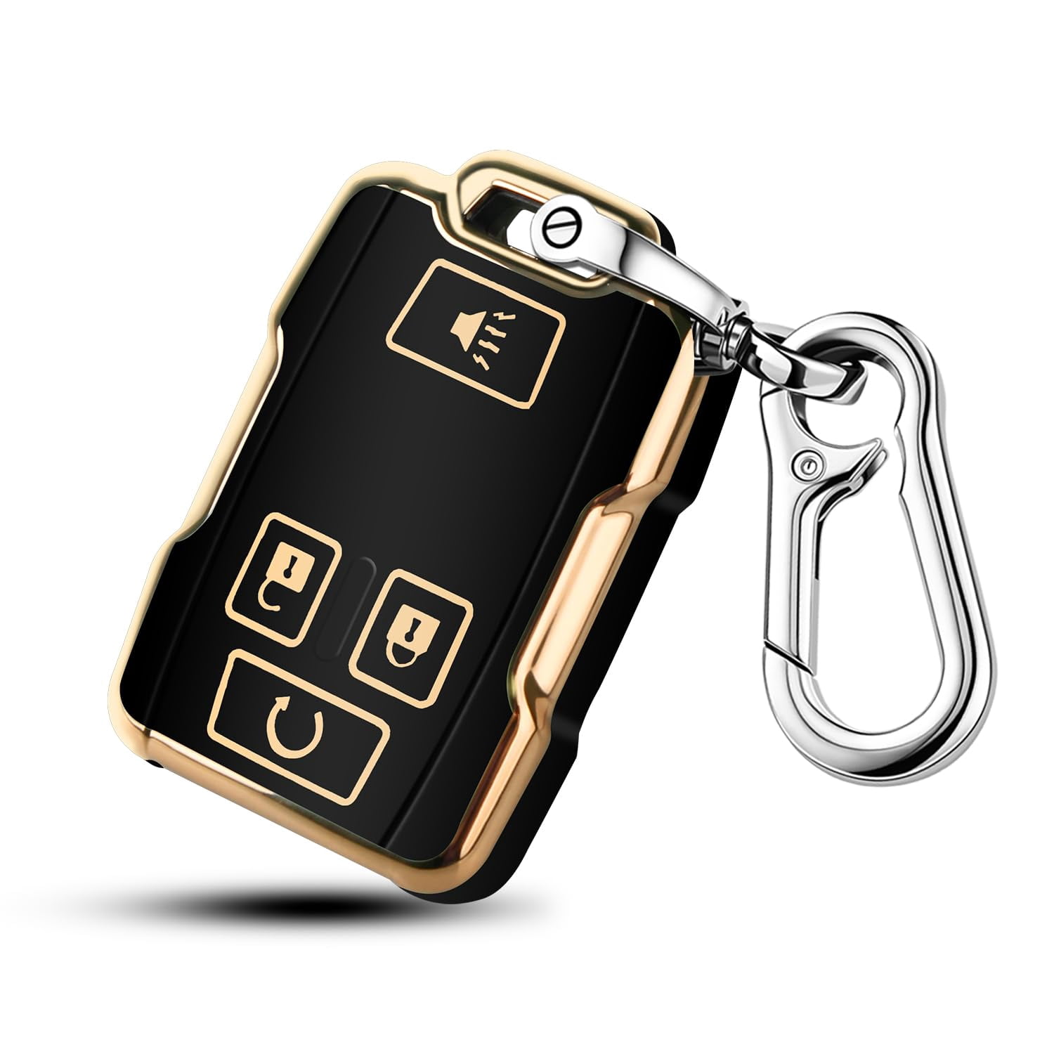 Key Fob Cover Compatible with Fit for Chevrolet 2014-2021 LT GMC Sierra Canyon Yukon Suburban Tahoe Silverado Colorado 360 Degree Protector with Keychain Keychain Case Holder Protector