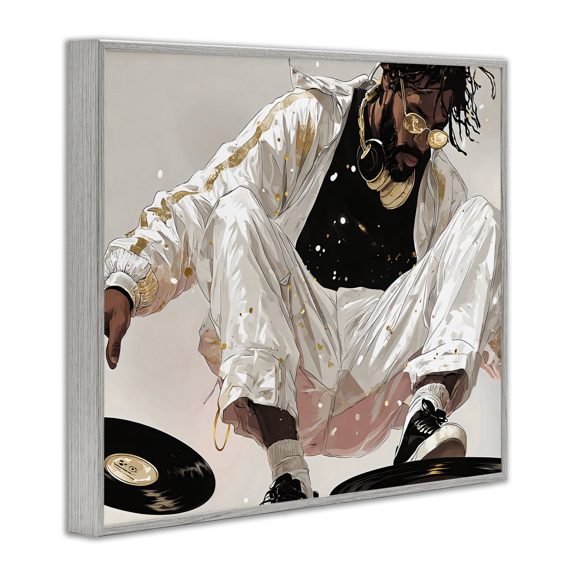 Stupell Industries Record Dance Stylish DJ Gray Framed Giclee Art, design by Franklyn Gregory