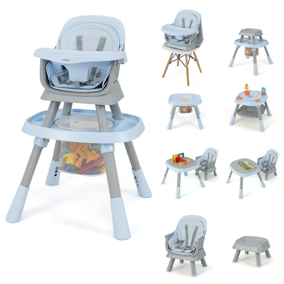 OLAKIDS 9 in 1 High Chair, Convertible Baby Highchair for Babies and Toddlers, Table and Chair Set Building Block Infant Dining Booster Seat, Kids Stool with Activity Children Play Kitchen