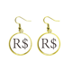 thumbnail image 1 of Símbolo de moneda real brasileño Ear Dangle Golden Drop Earring Jewelry Mujer Unbranded M, 1 of 3