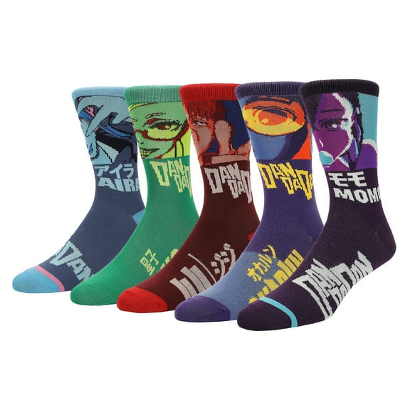 Dandadan Characters Knitted Logos Men's 5-Pack Casual Crew Socks