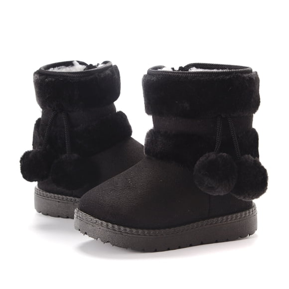 Aboser Kids Girls High Top Snow Booties 12 Months-11 Years Winter Outdoor Boots Warm Faux Fur Lined Shoes Soft Suede Hiking Booties Comfort Mini Boots