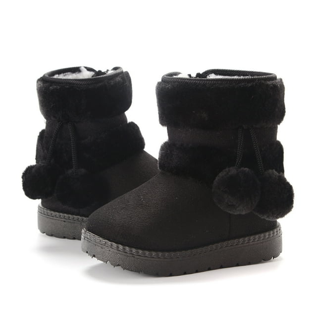 DPTALR Toddler Snow For Boys Girls Kids Outdoor Shoes Non Slip Booties With Side Zipper