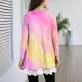 thumbnail image 4 of aohooy Bright Shirts for Girls Tie Dye Long Sleeve Crewneck Tunic Lace Trim Hem Trendy Blouses Cute Fall Pullover Loose Soft Tops Hot Pink,8-9Years, 4 of 6