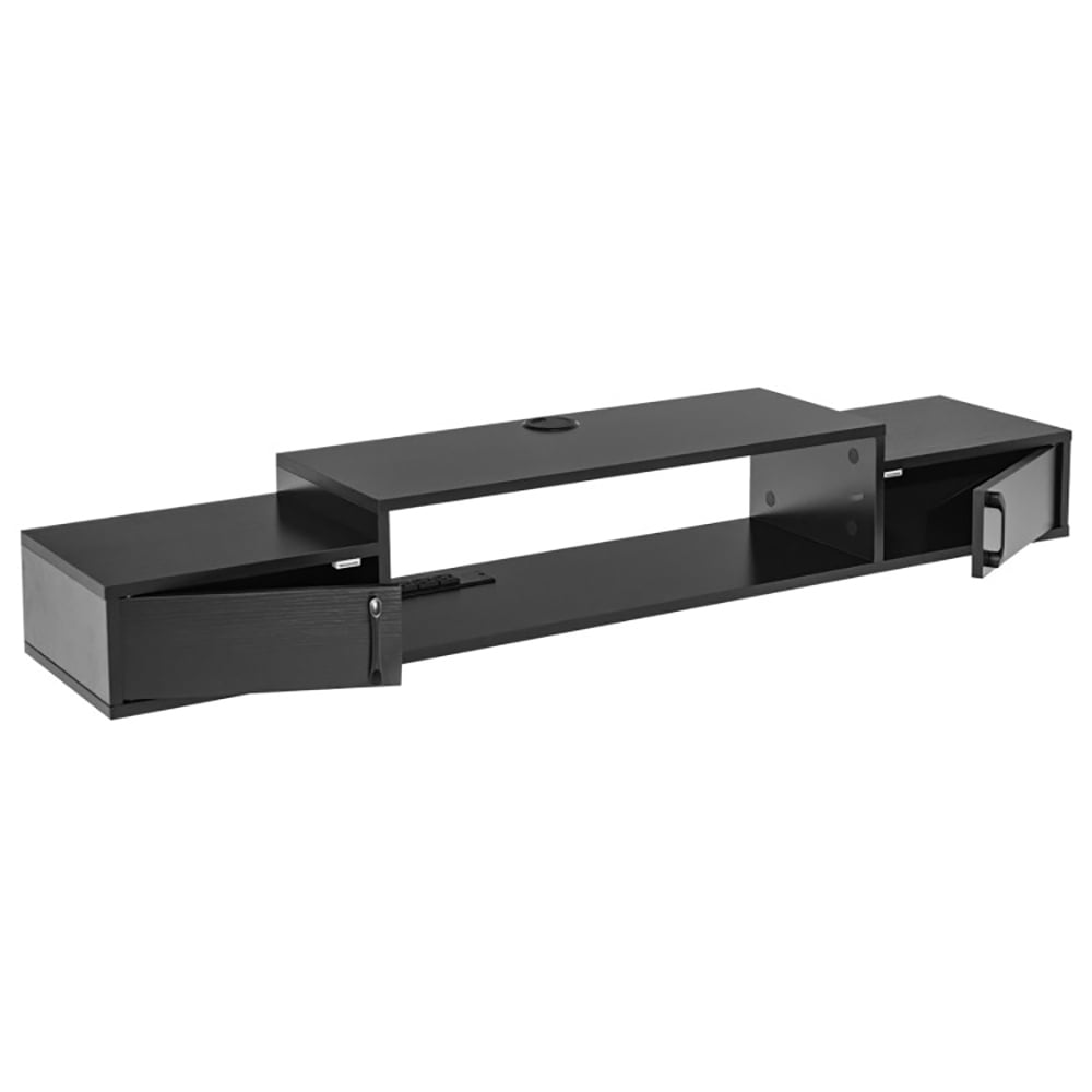 Finihen TV Stand, TV Cabinet, 55 Inches Floating TV Stand with Power Outlet, Media Entertainment Center with Storage, for Living Room, Bedroom, Black