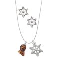 thumbnail image 1 of Delight Jewelry Resin Tan Lion Silver tone Snowflake Charm Necklace and Stud Earrings, 1 of 4