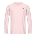 thumbnail image 3 of GrmtClth Men's UV Protection Raglan Long Sleeve Crew Neck Tee, Small Chest Logo Loose Fit Spring Summer Outdoor Layering Tops Pink L, 3 of 7