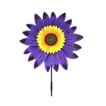 Fdelink Garden Steel Sunflower Lawn Wind Garden Party Wind Garden Lawn Windmill Decoration Outdoor De Purple