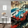 thumbnail image 2 of Awypu Waterproof Shower Curtain for Bathroom Decor Colorful Racing Car Watercolor White, 2 of 7