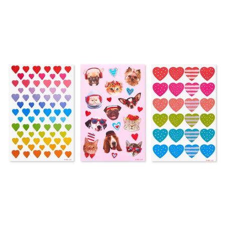 American Greetings Valentine's Day Sticker Multi Variety Pack for Kids, Assorted Hearts and Animals (9 Sheets, 348 Stickers)
