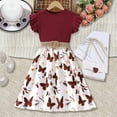 thumbnail image 2 of 2DXuixsh Robe de Danse pour Filles Mignonne Printemps Été Robe pour Enfants Manches Volantes Imprimé Papillon Robe de Princesse Rouge Taille 150, 2 of 7