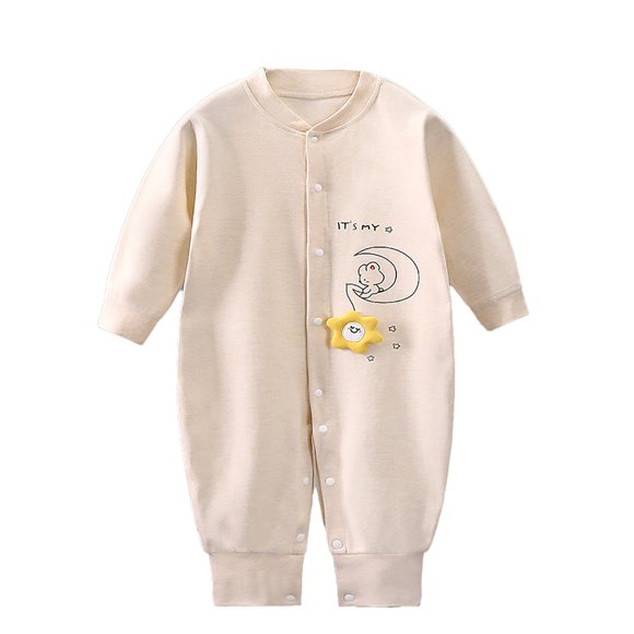 AJIWYH Pyjama 5t Garçon, Printemps Été Nouveaux Vêtements pour Bébé à Manches Longues Vêtements pour Bébé Printemps Pyjama pour Bébé Couture Sans Coutures Justaucorps en Mélange de Coton Pyjama Garçons Beige, 0-3 Mois