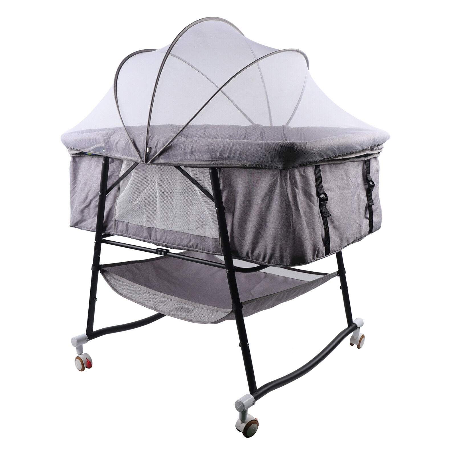 Electric Baby Cradle Swing Bed Bedside Bassinet for Infants Auto Baby Rocking Sleeper Bluetooth Music Mosquito Net U Pillow Toys Rocker Safe 5 Speed Cot Cradle Swing Beds for Infants 0-24 Months Baby 