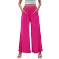 thumbnail image 2 of Pantalones de Mujer con Cintura Elástica, Estilo Informal, Holgados, de Pierna y Bolsillos. Rosa Roja M, 2 of 7
